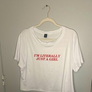 ⭐️ NWOT Shein Curve White I’m Literally Just a Girl Graphic Cropped Tee Size 3XL